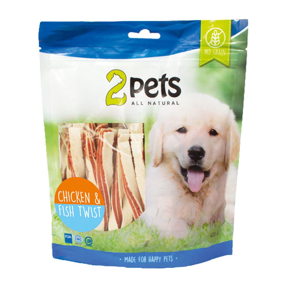 2PETS Dogsnack Chicken&fish Twist - 400 G