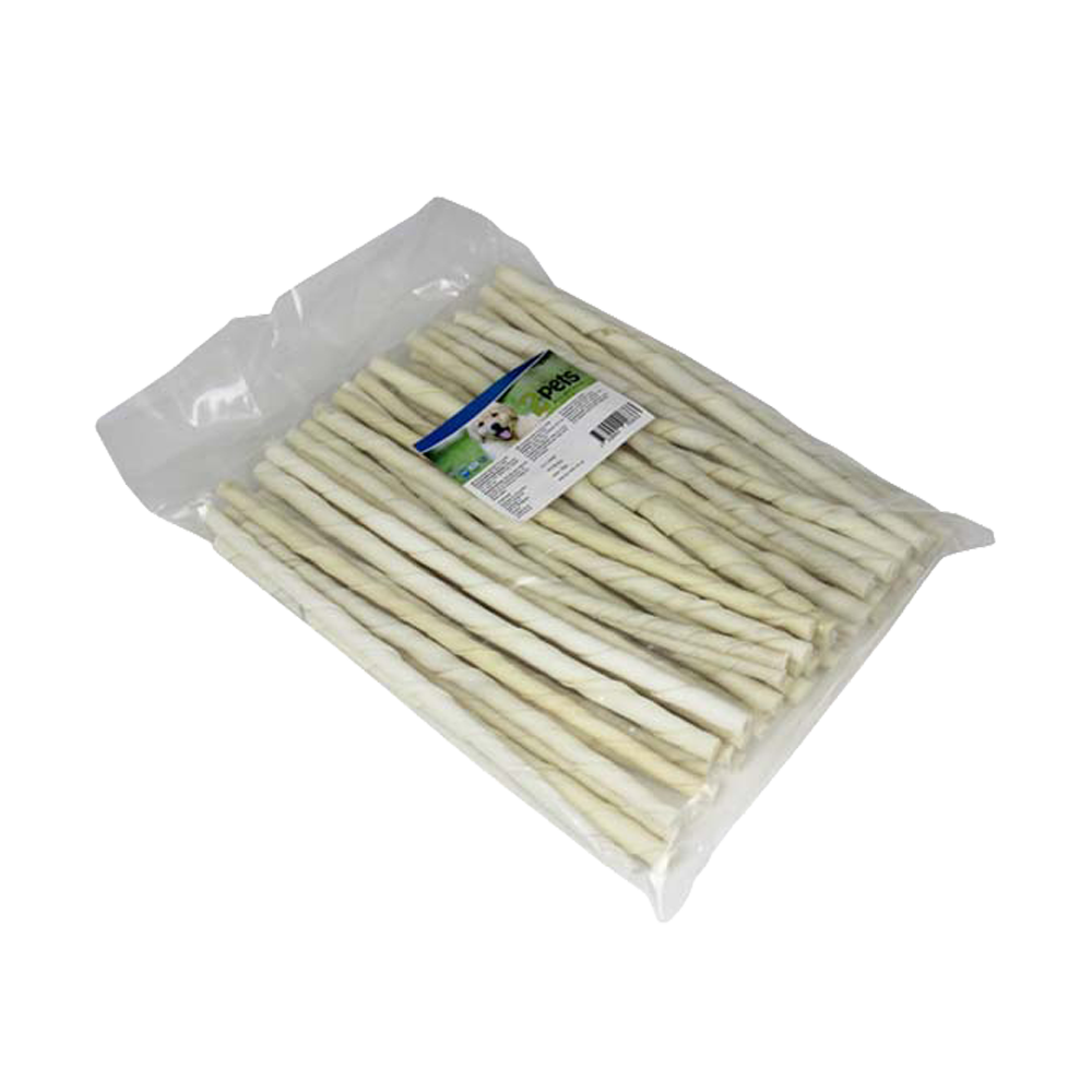 2PETS Tuggpinne Vriden Vit - 24 CM - 50 PACK