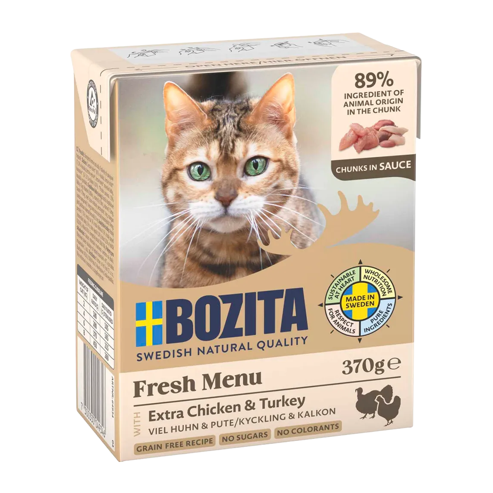 Bozita Bitar i Sås med Kyckling & Kalkon - 370 G
