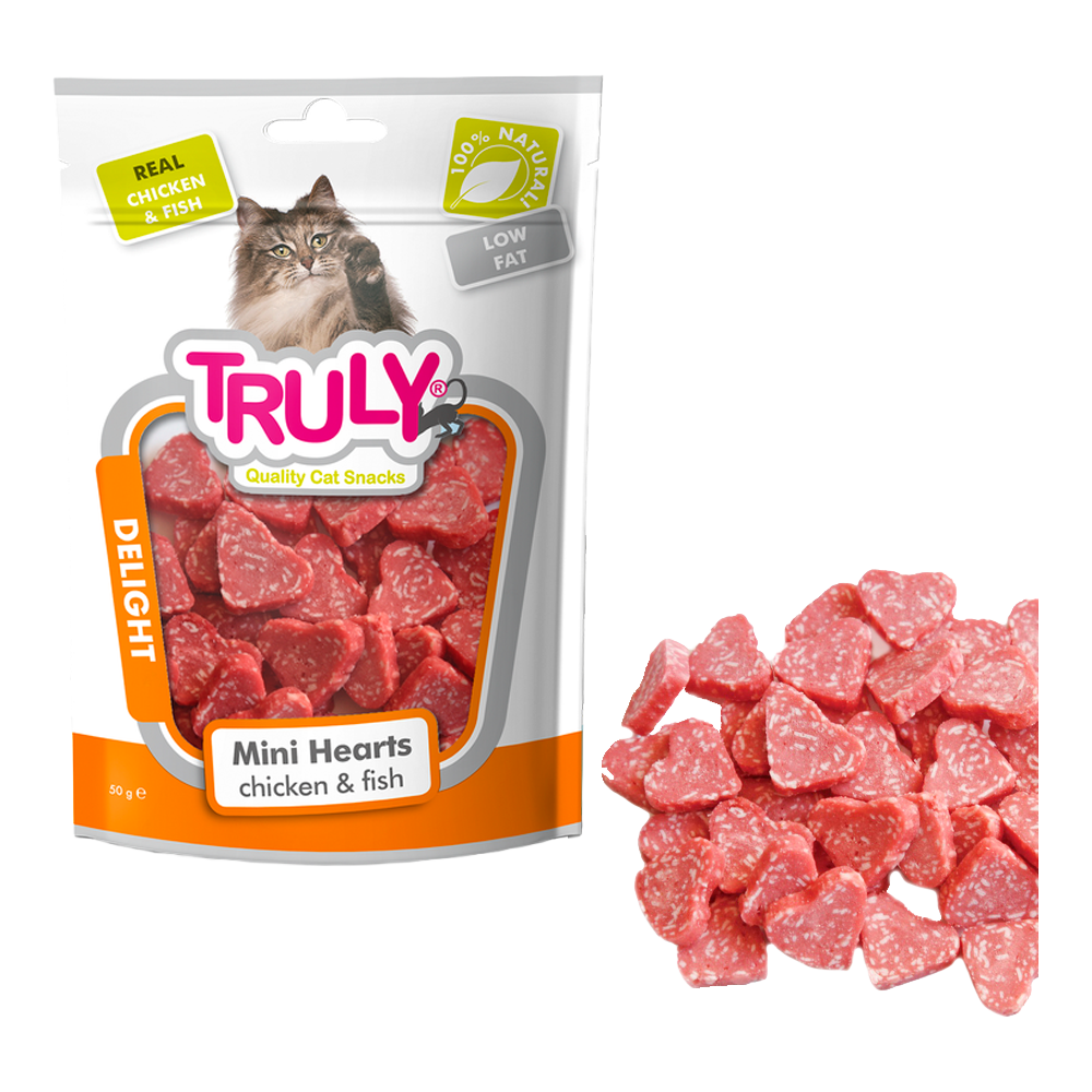 Truly Cat Mini Hearts kyckling & fisk - 50 g