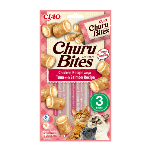 Churu Cat Bites Kyckling/Tonfisk Wrap med Lax - 3 ST | Endast 39 kr! - Zoogiganten