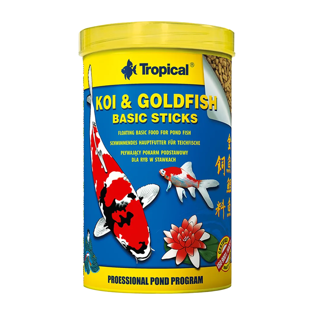 Alimento Para Peces De Estanque KOI & Goldfish Basic Sticks - 1000ml (80g), Barritas Flotantes Nutritivas Para Kois Y Carpas Doradas