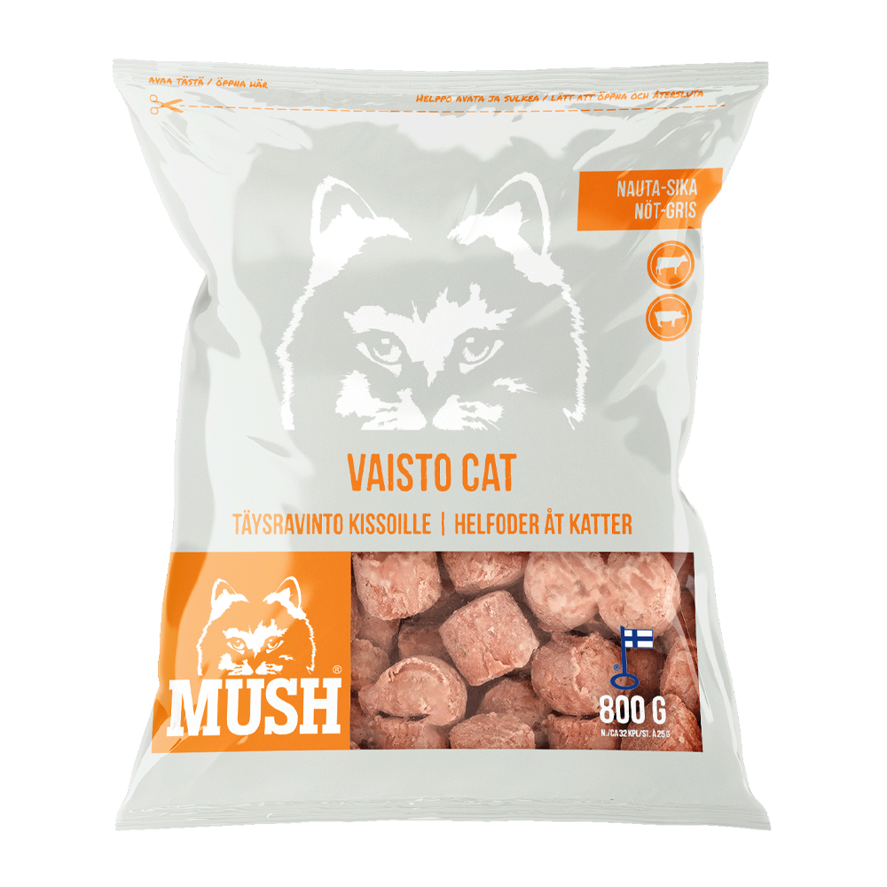 Mush Vaisto® Katt (nöt Gris) Vit - 800 G