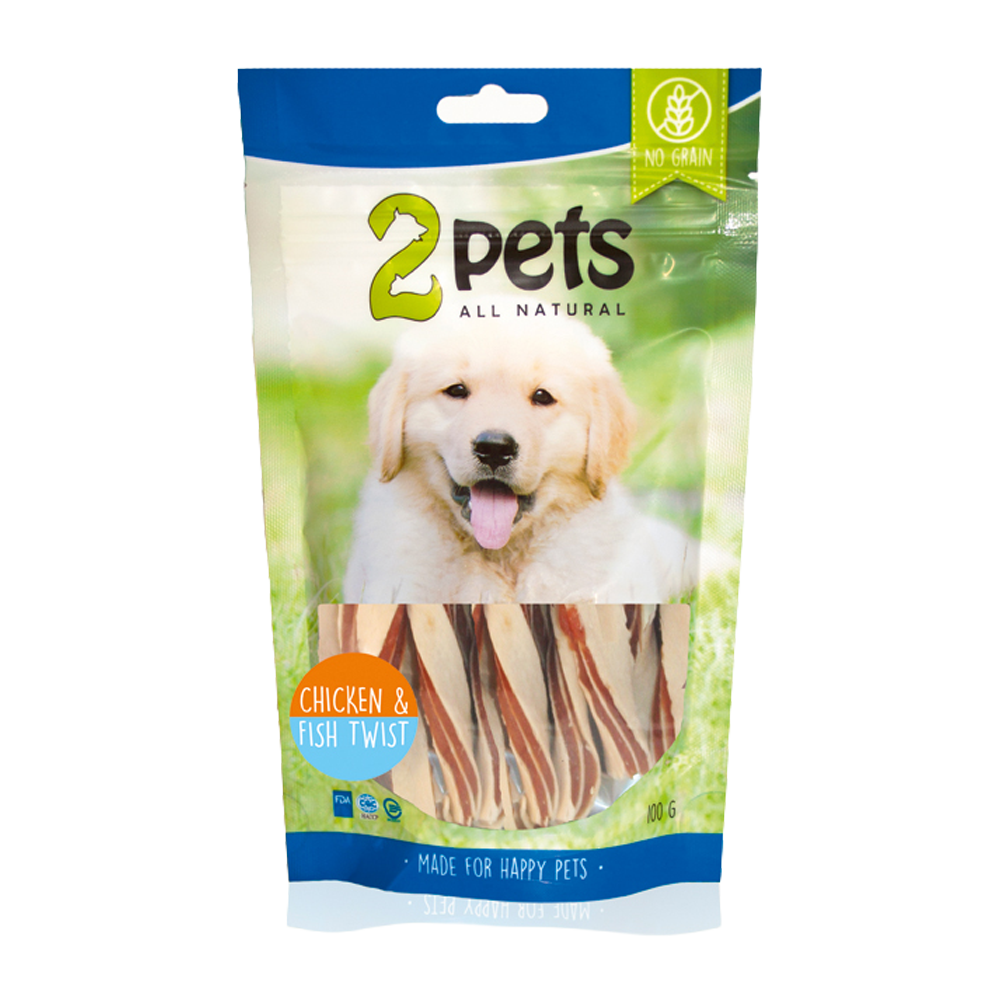 2PETS Dogsnack Chicken&fish Twist - 100 G