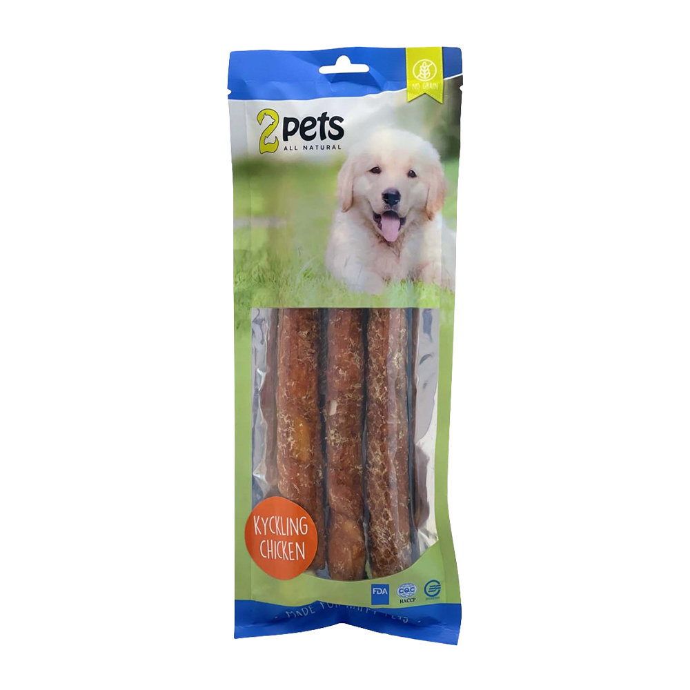 2PETS Tuggrulle M Kycklingfilé - 28 CM - 3 PACK