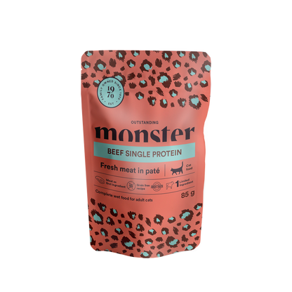 Monster Cat Pouches Adult Beef 85 g (8-pack)