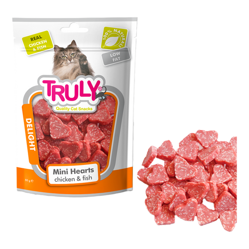 Truly Cat Mini Hearts kyckling & fisk - 50 g