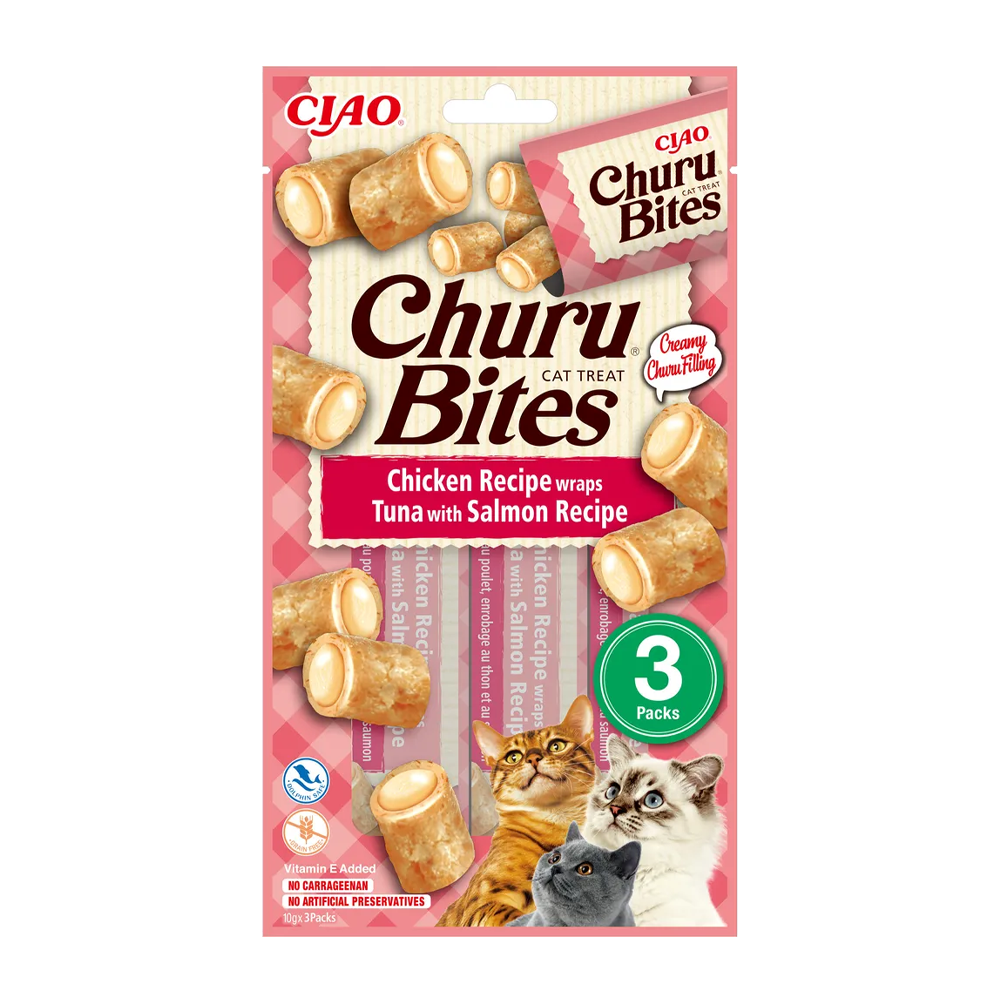 Churu Cat Bites Kyckling/Tonfisk Wrap med Lax - 3 ST | Endast 39 kr! - Zoogiganten