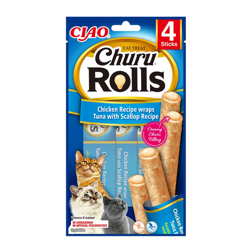 Churu Cat Rolls Kyckling/Tonfisk Med Kammusla | Endast 49 kr! - Zoogiganten
