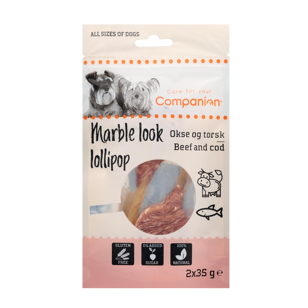 Companion Marble Look Lollipop Nötkött & Torsk - 2X35 G | Endast 39 kr! - Zoogiganten