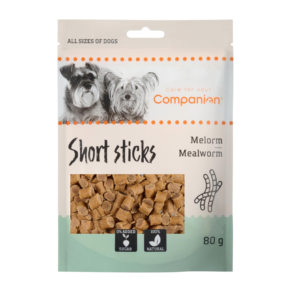 Companion Short Sticks Mealworm - 80 G | Endast 39 kr! - Zoogiganten