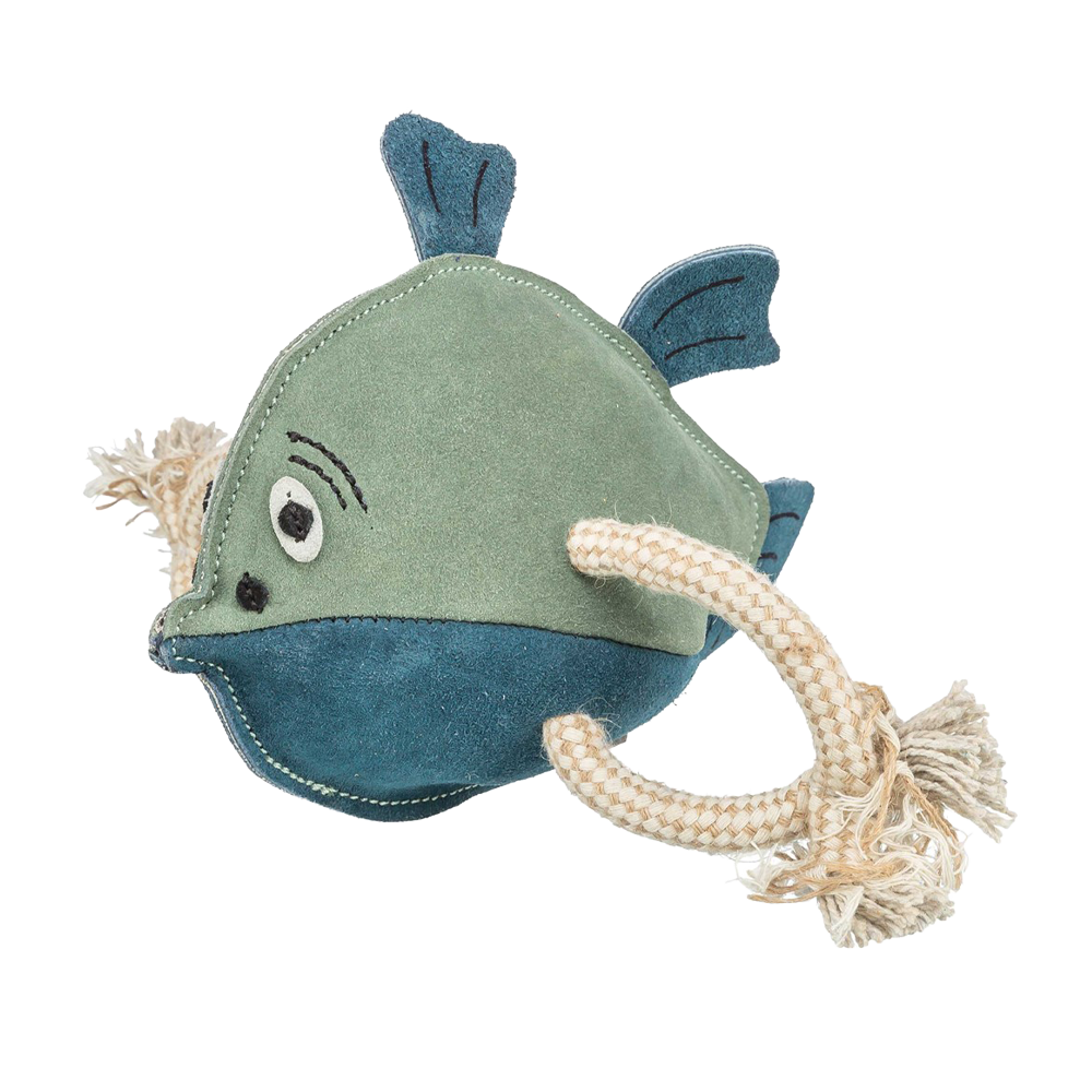 Fisk Läderleksak Läder/Rep - 28 CM