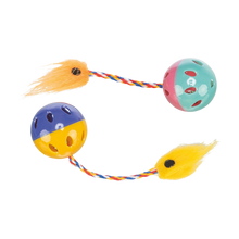 Kattleksak Plastboll med Svans 2 - Pack - 4,5 CM