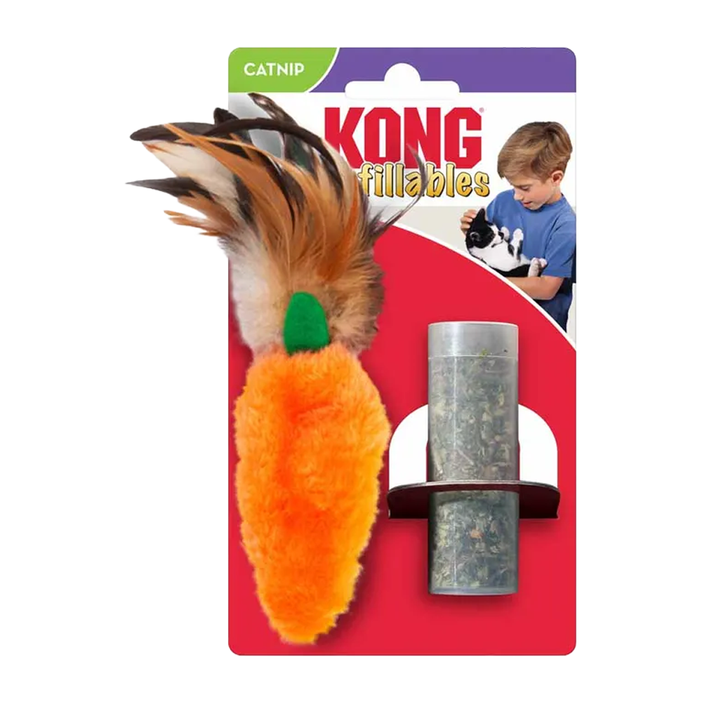 Kong Refillable Catnip Feather Top Carrot - 13x6x1 CM