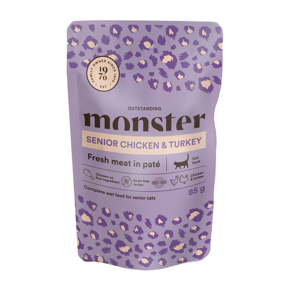 Monster Cat Pouches Senior Ch/Turkey 85 g (8-pack)