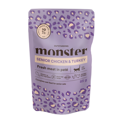 Monster Cat Pouches Senior Ch/Turkey 85 g (8-pack)