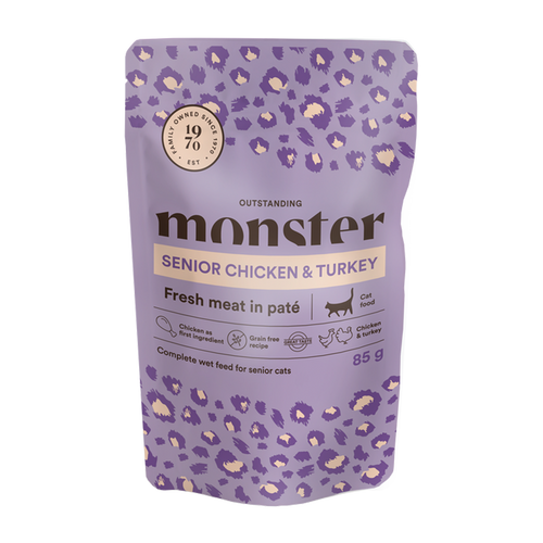 Monster Cat Pouches Senior Ch/Turkey 85 g (8-pack)