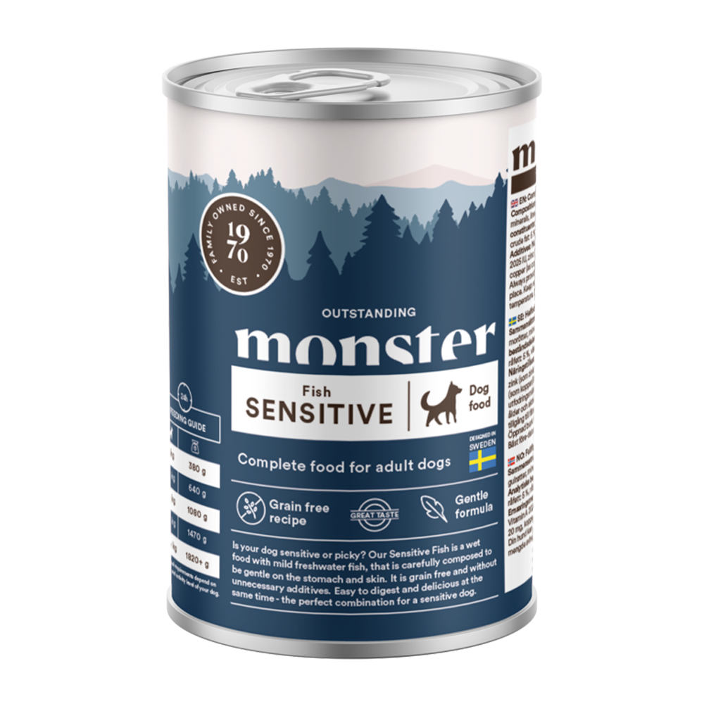 Monster Dog Adult Sensitive Fish Burk - 400 G