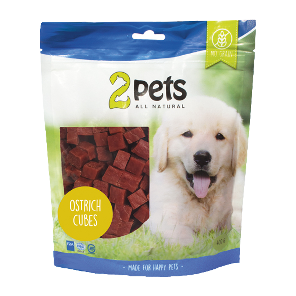 2PETS Dogsnack Ostrich/Struts Cubes