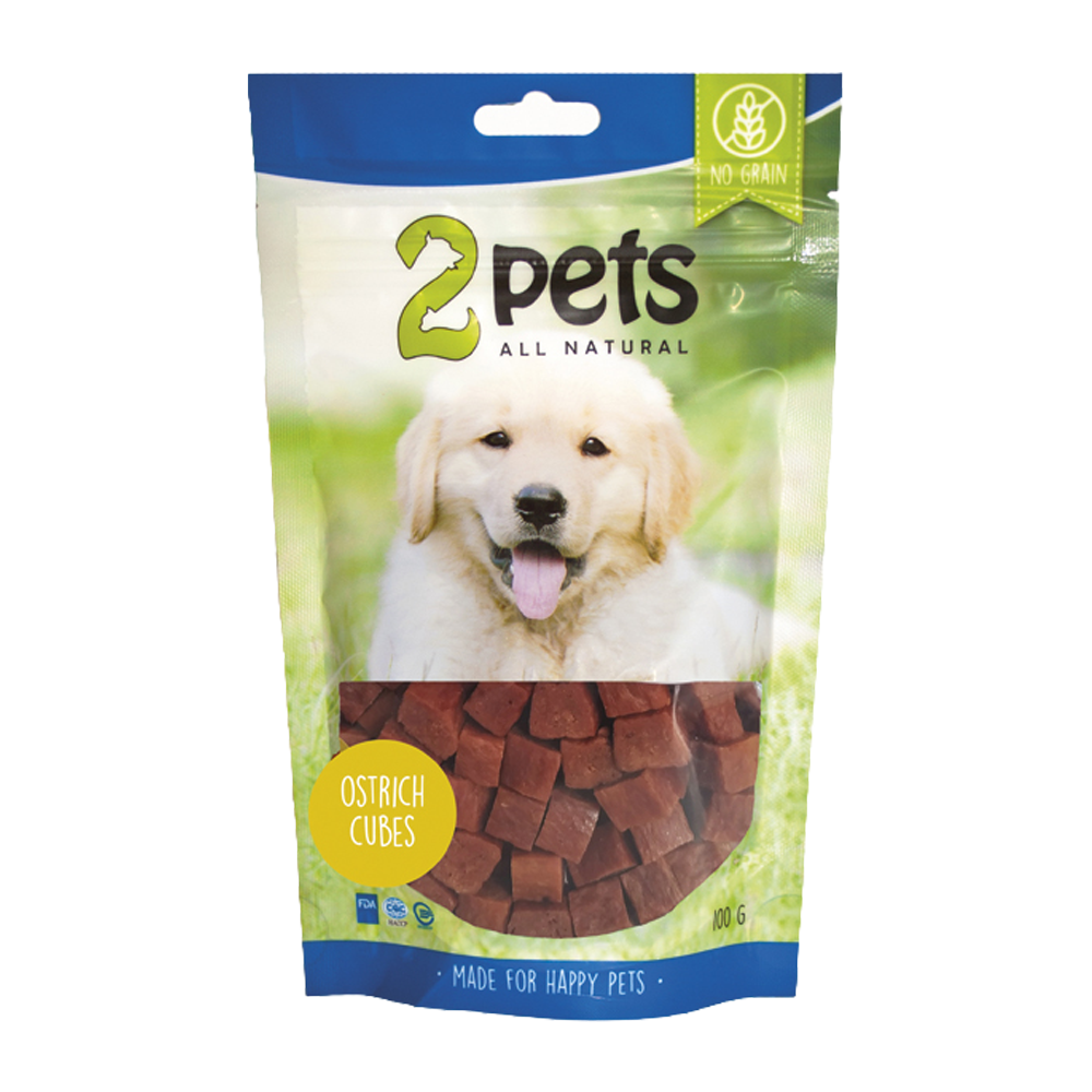 2PETS Dogsnack Ostrich/Struts Cubes