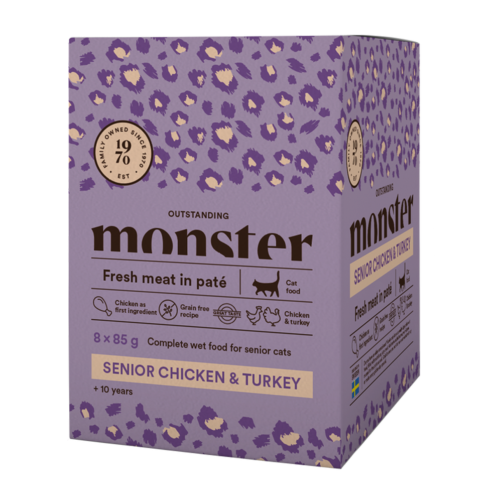 Monster Cat Pouches Senior Ch/Turkey 85 g (8-pack)