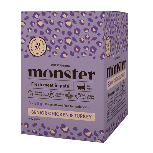 Monster Cat Pouches Senior Ch/Turkey 85 g (8-pack)