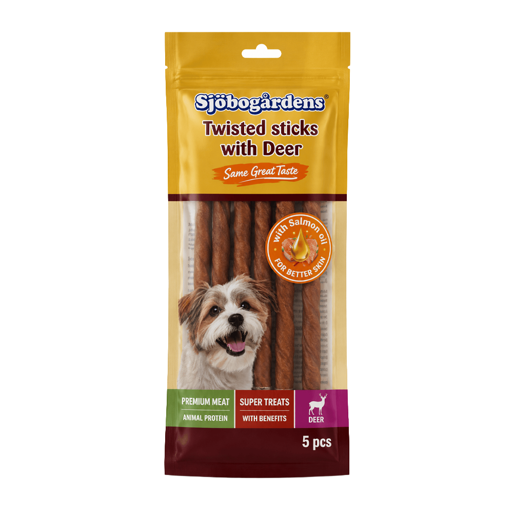 Sjöbogårdens Twisted Sticks with Deer & Salmon Oil – 5-pack