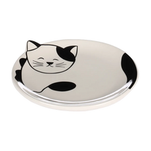 Feeding Dish Cat Ravi Ceramic Black - White Round 80ml - 13.5x2 CM
