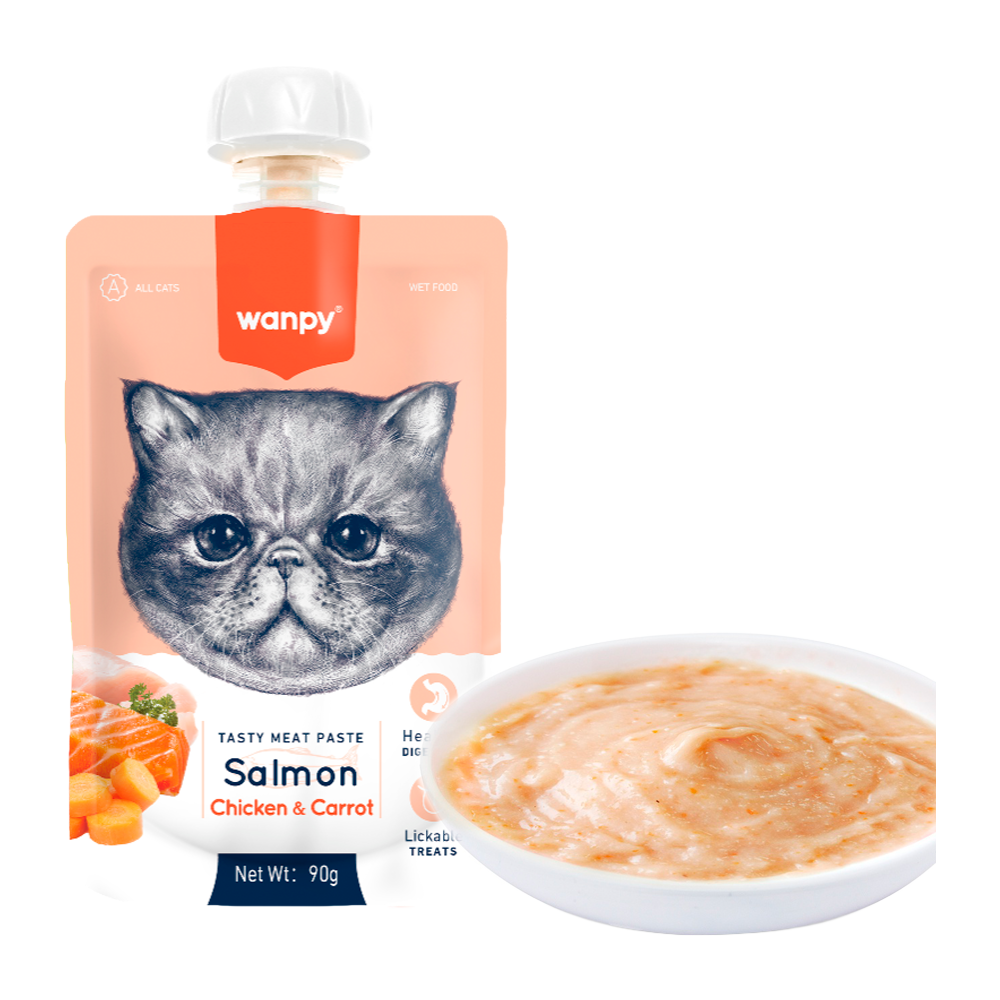 Wanpy Cat Tasty Meat Paste - Salmon With Chicken & Carrot - 90 G