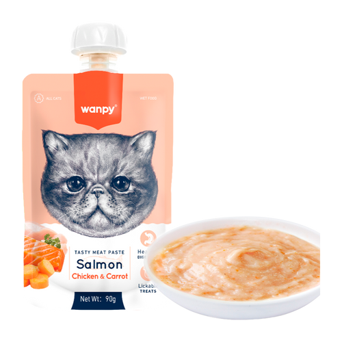 Wanpy Cat Tasty Meat Paste - Salmon With Chicken & Carrot - 90 G